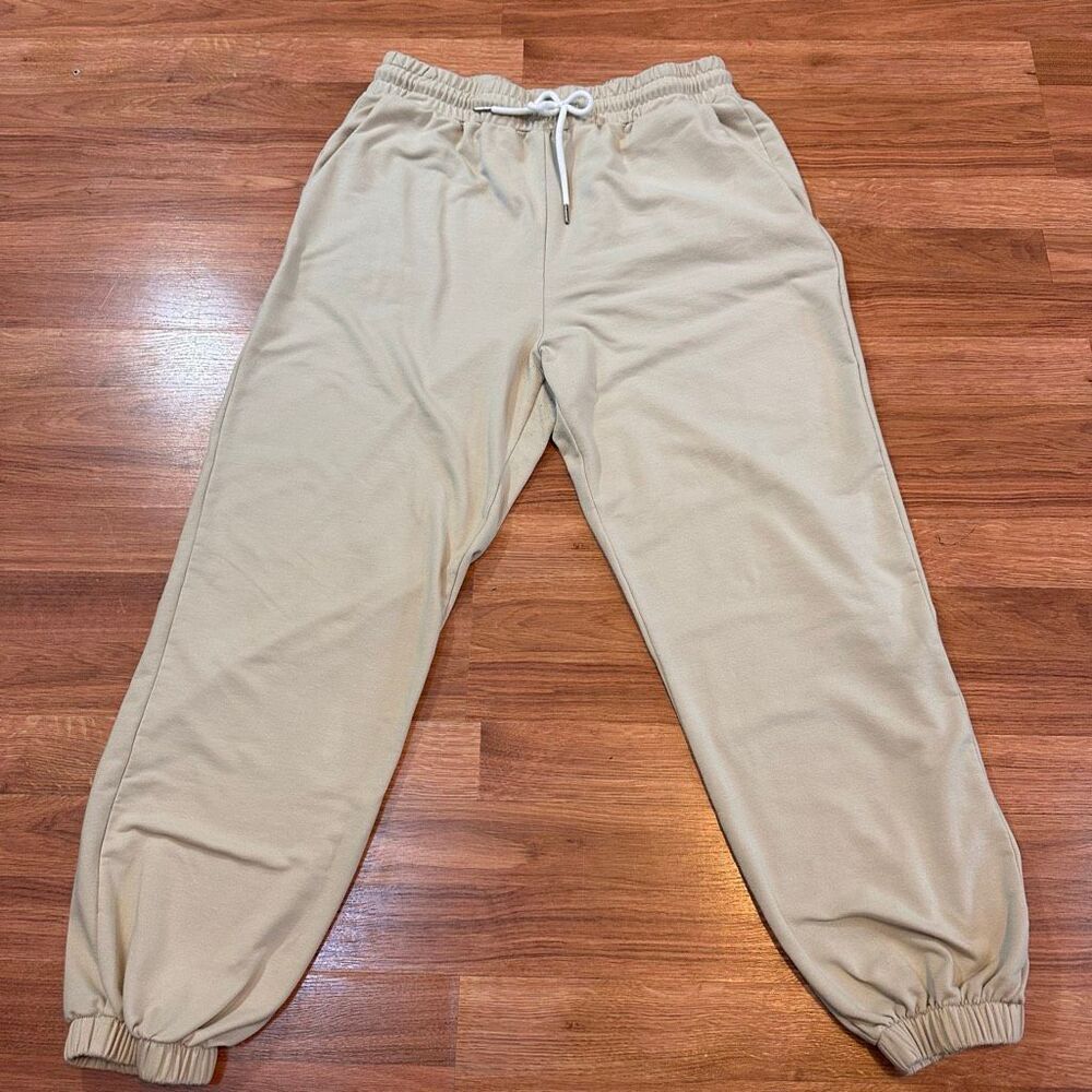 Automet Beige Joggers with Drawstring Tan Color Sweats | Women Size XL